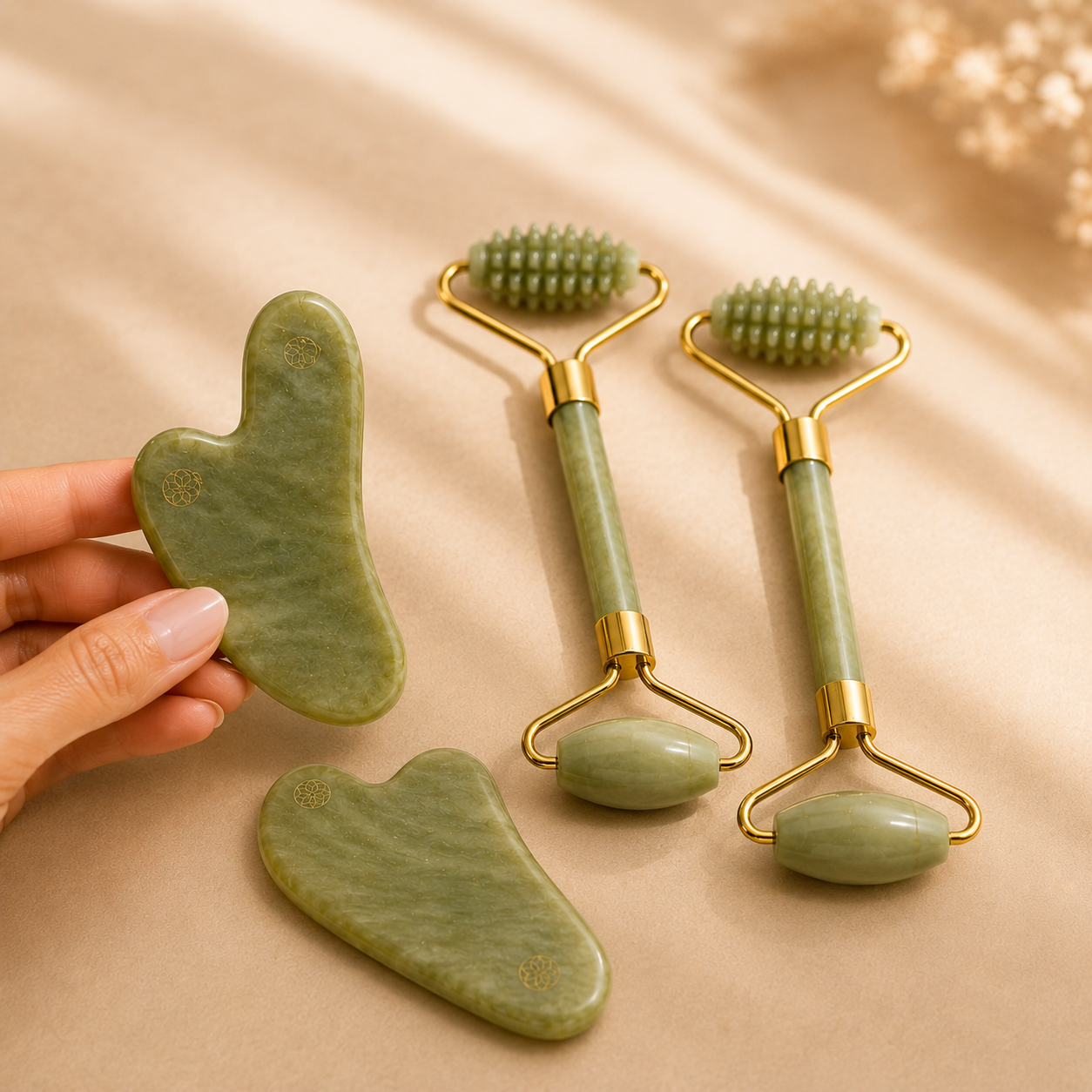 Kit Antigonfiore | Gua Sha & Jade Roller